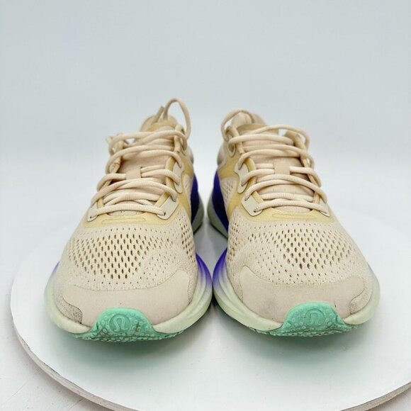 Lululemon Blissfeel Women Size 6.5 Cream Beige Purple Green Running Shoes - Picture 2 of 11